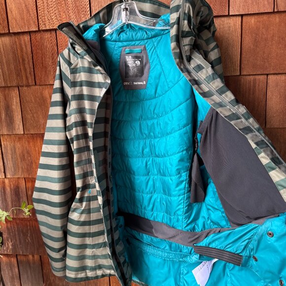 Mountain Hardwear Green/Tan Striped Barnsie Jacket in Women's Large - Picture 8 of 15
